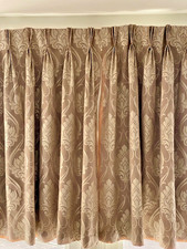 M&S Triple Pinch Pleat Lined Curtains Natural Beige Pattern W90cm x D145cm each
