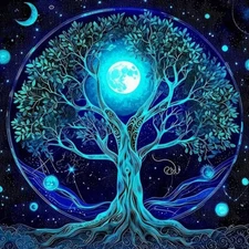 Tree of Life Diamond Art Kits for Adults,Diy Blue Moon&Star 5D Diamond Painting