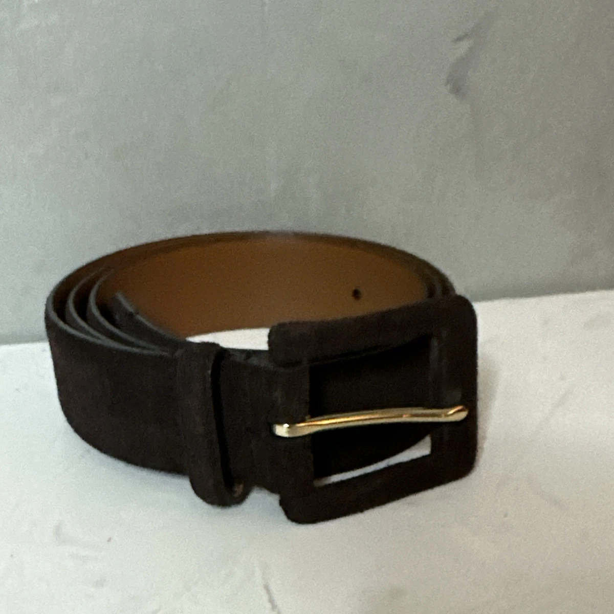 Lauren Ralph Lauren Black‎ Suede Leather Belt Gold Oval Buckle Large 9101572-001 Rodeo-Buckle Vachetta Leather Wide Belt | Ralph Lauren main image 3