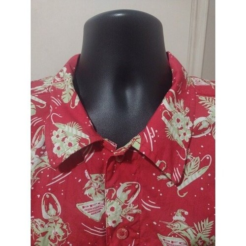 Columbia PFG rot Weihnachten Licht Print Kurzarm Button Down Shirt Large L - Bild 4 von 12