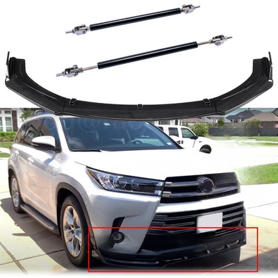 Front Bumper Lip Splitter Spoiler Strut Rods For Toyota Highlander 17-2019