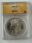 1884-O Morgan Silver Dollar certified ANACS MS-61  Great Luster