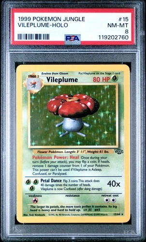 1999 Pokemon Jungle Vileplume Holo #15 Unlimited PSA 8 WOTC Vintage