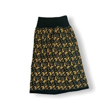 Miss Chloe ONLY ONE Green  Gold Filigree Print Vintage Wool Skirt, EU 40/US 6