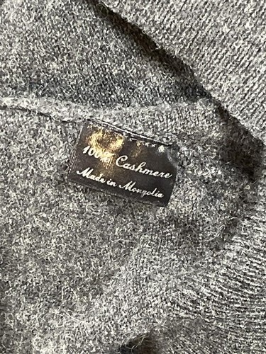 Gobi Maglione Uomo 100% Cashmere Mongolo Grigio Girocollo - Foto 4 di 6