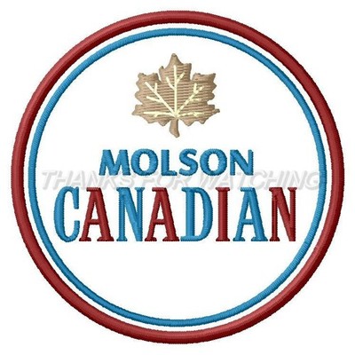 MOLSON CANADIAN EMBROIDERED PATCH IRON/SEW ON 2-3/4'' NORTH AMERICAN LAGER BEER