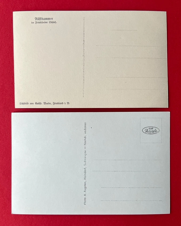 2 x Foto AK FRIEDLAND in Böhmen um 1930 Rüstkammer im Schloss  ( 162281 - Bild 2 von 2