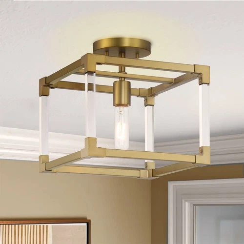 Minka Lavery 1455 Oro District 1 Light 11"W Vantage Semi-Flush - Brass - Picture 7 of 9