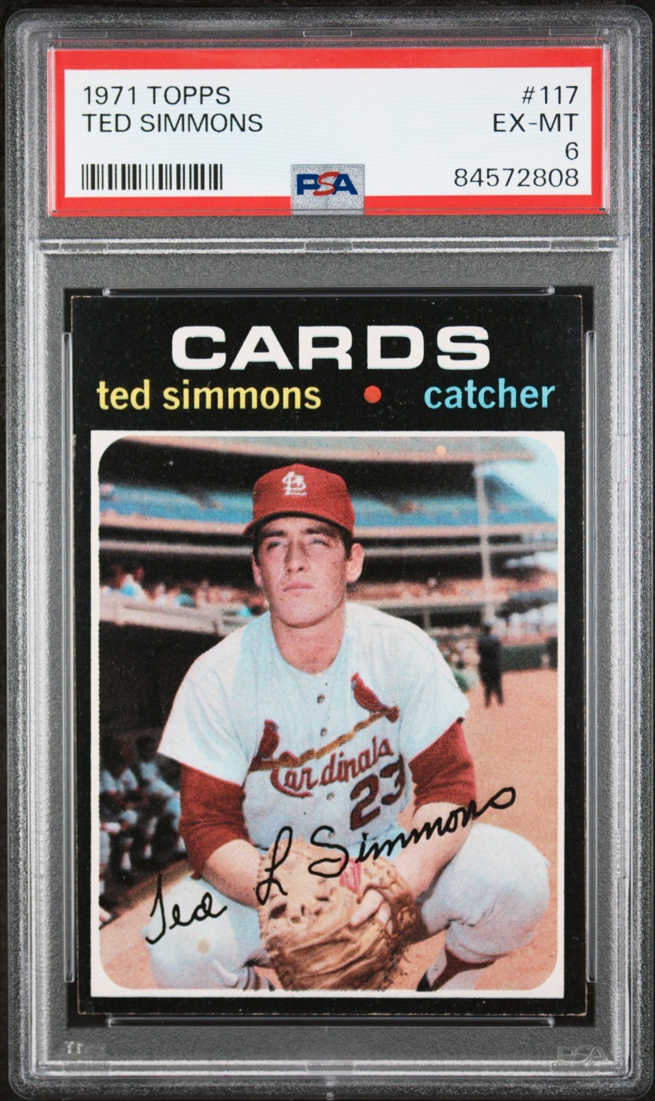 1971 Topps Ted Simmons Rookie #117 PSA 6 - St. Louis Cardinals - HOF RC