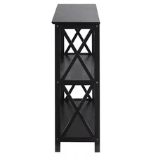 34 In. H Black New Wood 2-Shelf Etagere Bookcase with Open Back