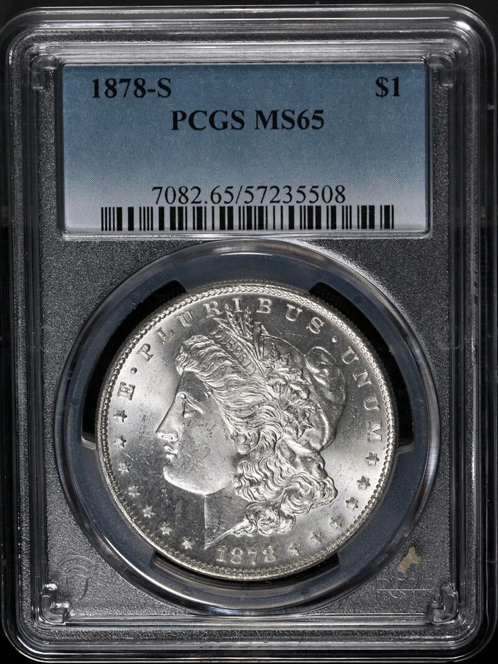 Серебряный Моргановский доллар 1878-S PCGS MS65 Blazing White Gem Strong Strike - Изображение 3 из 4