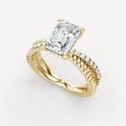 Best Deal ! 3.84 Ct Lab Grown Emerald Diamond Birthday Gift Ring 14K Yellow Gold