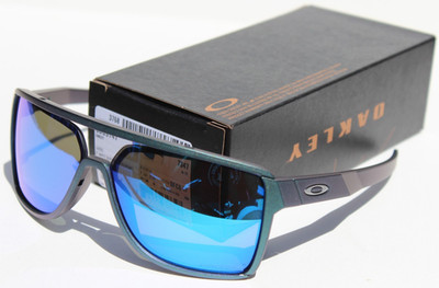 OAKLEY Castel Sunglasses Matte Silver/Blue Colorshift/Prizm Sapphire OO9147-13
