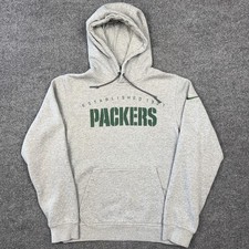 Green Bay Packers Sweatshirt Mens Small Gray Football Nike Pullover Hoodie