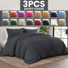 3 Piece Duvet Cover Reversible Quilt Covers Soft Bedding Sets Singe Double King