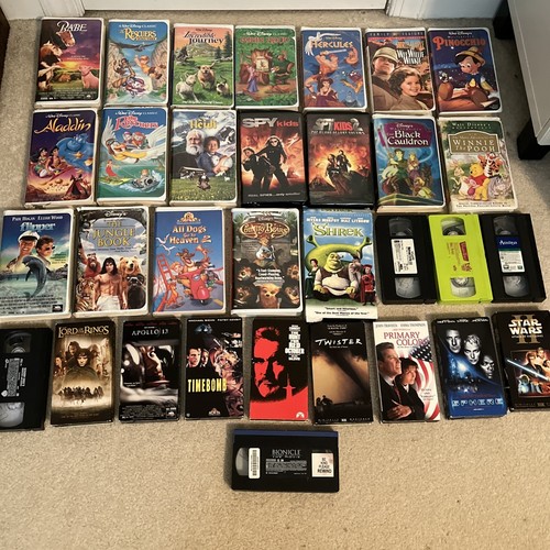 32 Kids Family Cartoons Movies VHS Tapes Disney Star Wars Lord Rings PlsCDesc !! - 第 1/10 張圖片