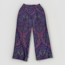 Vintage Carlisle Sport Silk Wool Pants Size 8   Purple Pink Paisley High Waist