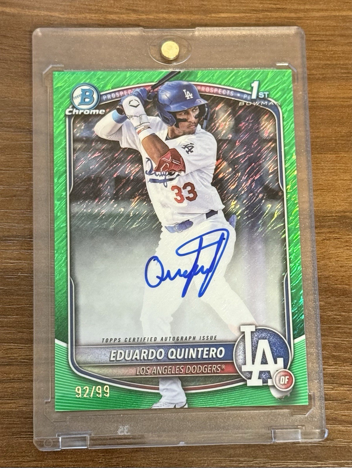 2025 Bowman Chrome Prospects - Eduardo Quintero Auto /99 Green Shimmer CPA-EQ