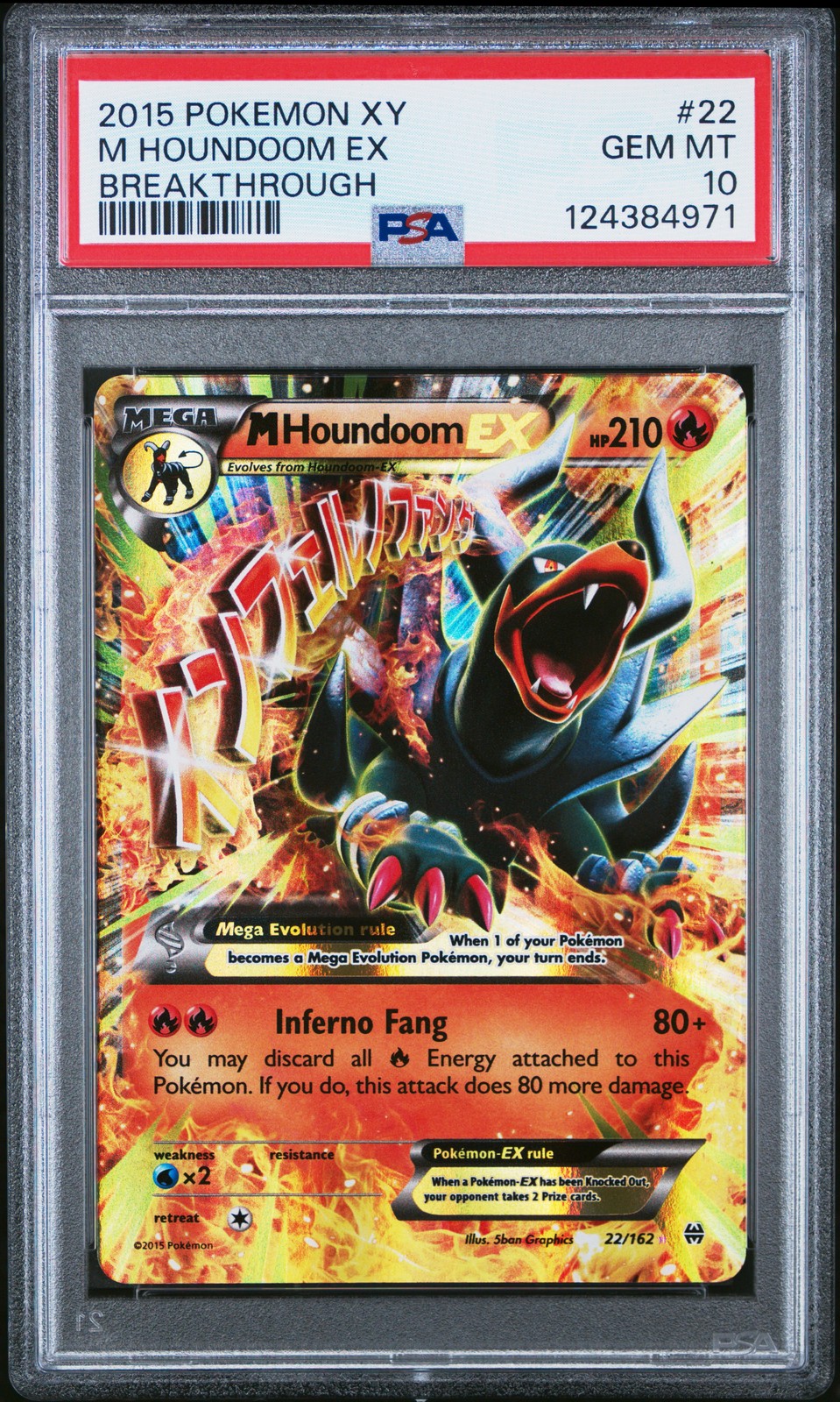2015 POKEMON XY BREAKTHROUGH #22 M HOUNDOOM EX PSA 10