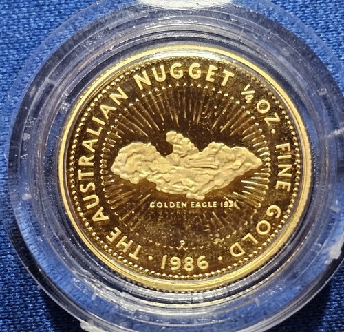 Ein Australien Goldnugget 1/4 oz 25 $ - Golden Eagle - Stempelglanz - 1986