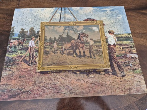 Puzzle vintage anni 60 Waddingtons 470 pezzi cavallo e carrello Wright Barker