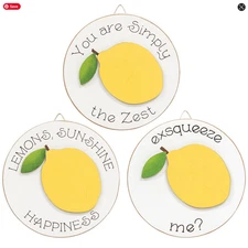 CWI Spring Decor - Small Lemon Theme Easel Signs 3pc Set