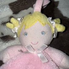 Blankets And Beyond Baby Doll Lovey Security Blanket Pink Pacifier Holder 15  