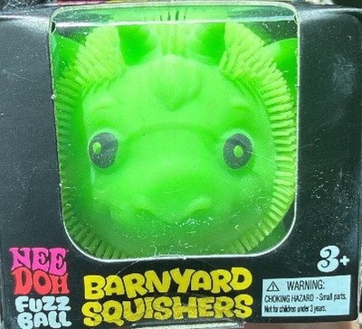 Nee Doh Fuzz Ball Barnyard Squishers Squish Squeeze Toy, Green, Ages 3+