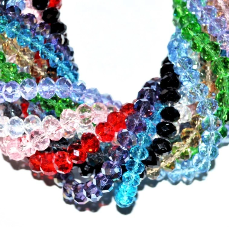 50 Perline Cristallo 10mm Rondelle Sfaccettate Mix Colori Creazione di gioielli - Immagine 2 di 4