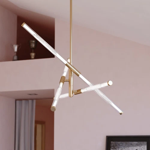 Avalon 27-in. W 6 Light LED Pendant Muted Brass - Picture 5 of 6