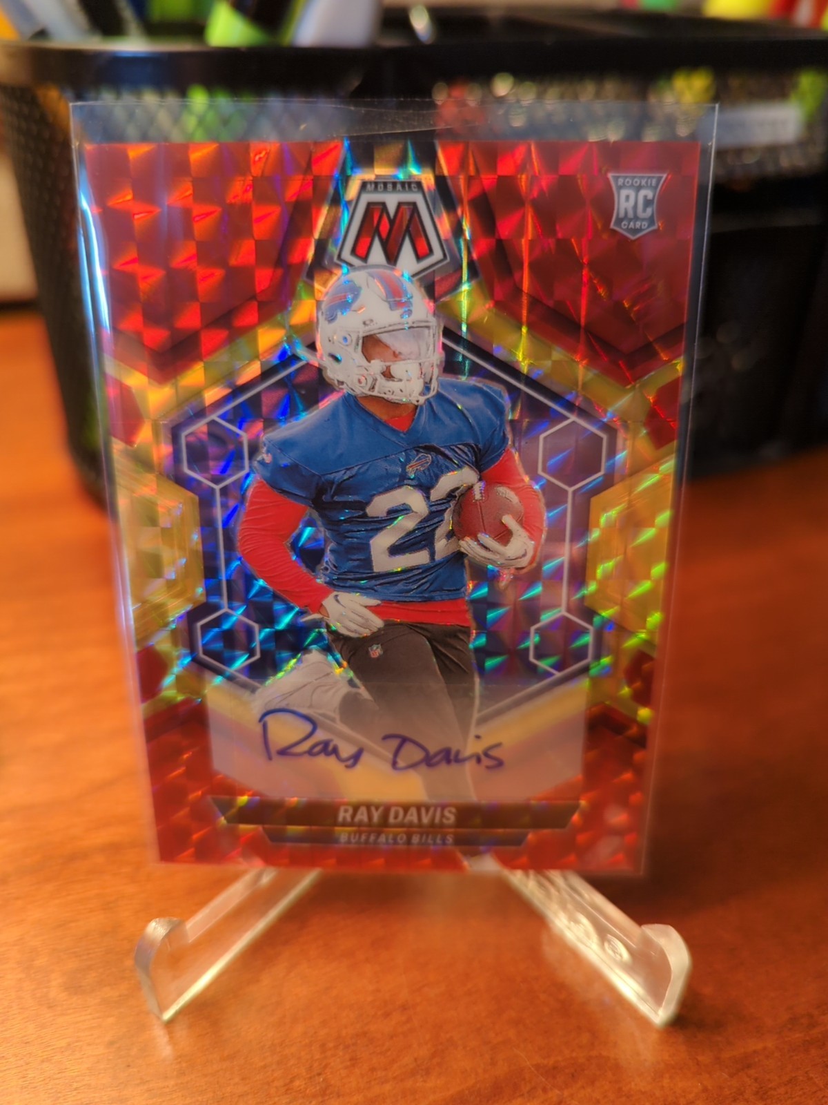 2024 Mosaic Ray Davis Rookie Auto Red/Yellow Choice RC #387 Buffalo Bills