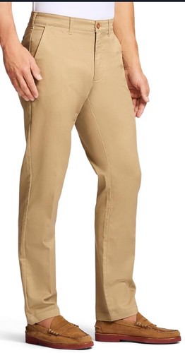 IZOD Men's Performance Stretch Slim Fit Flat Front Non Iron Khaki 34X32 NWT - Picture 3 of 7