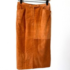 Vintage 90's Classiques Entier Cognac Suede Midi Skirt - Boho Western Career