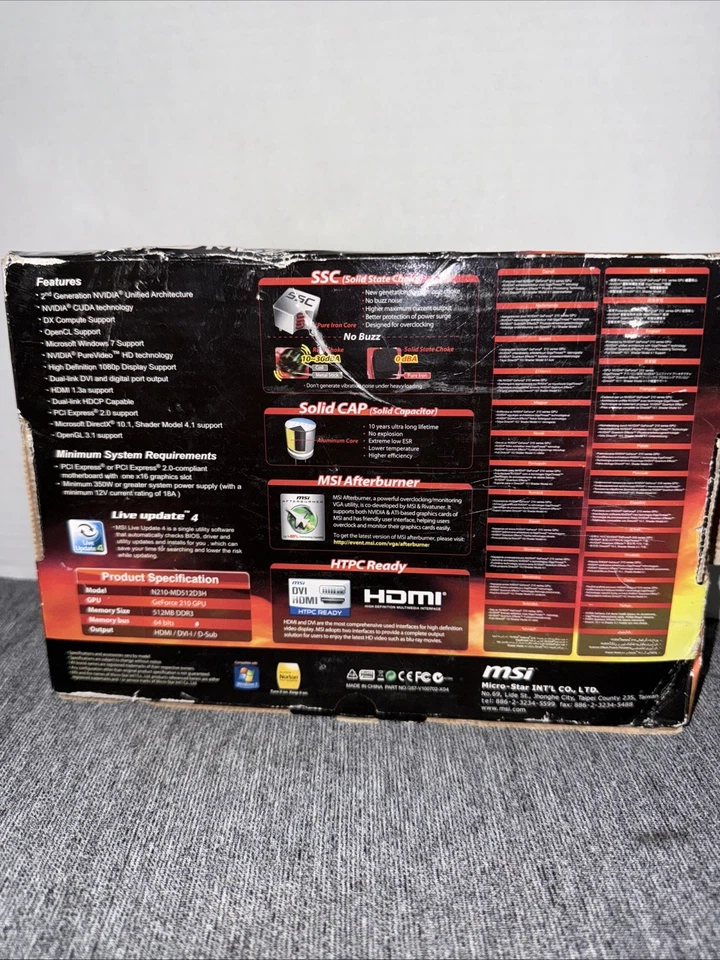 MSI N210 N210-MD512D3/LP Graphics Card 512MB VGA HDMI DVI -NEW - Image 2 of 3
