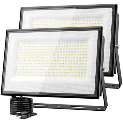 2 Pack 300W Waterproof LED Floodlights, 30000 Lm Outdoor Security Lighting