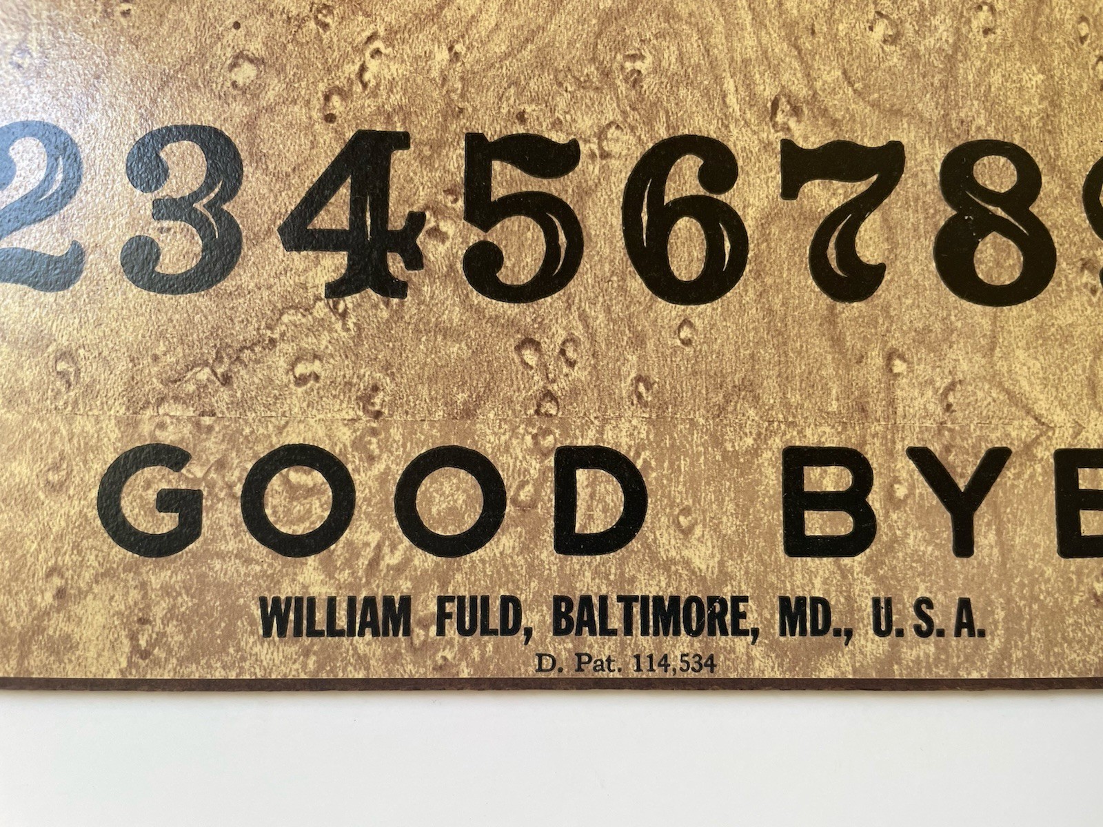 Vintage 40s-50s Ouija Board, William Fuld, With Planchette & Box - Square Edges