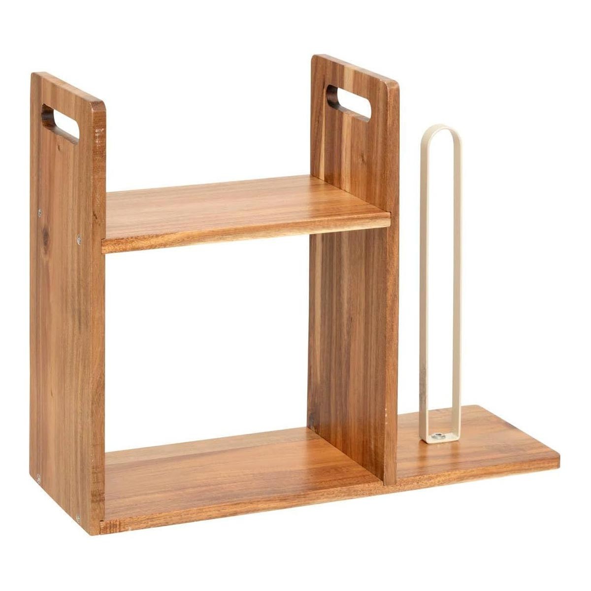 Étagère porte essuie tout 33cm marron en bois noble et métal robuste