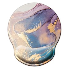 Mouse Pad with Wrist Support, Ergonomic 8.3L x 9.9W inches, Colorful marble