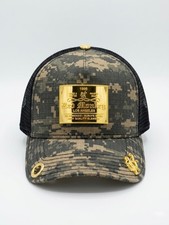 Red Monkey Camo with Gold plate Trucker Hat 