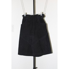 Vintage Donna Pelle Black Suede Leather High Rise Paperbag Waist Shorts Medium