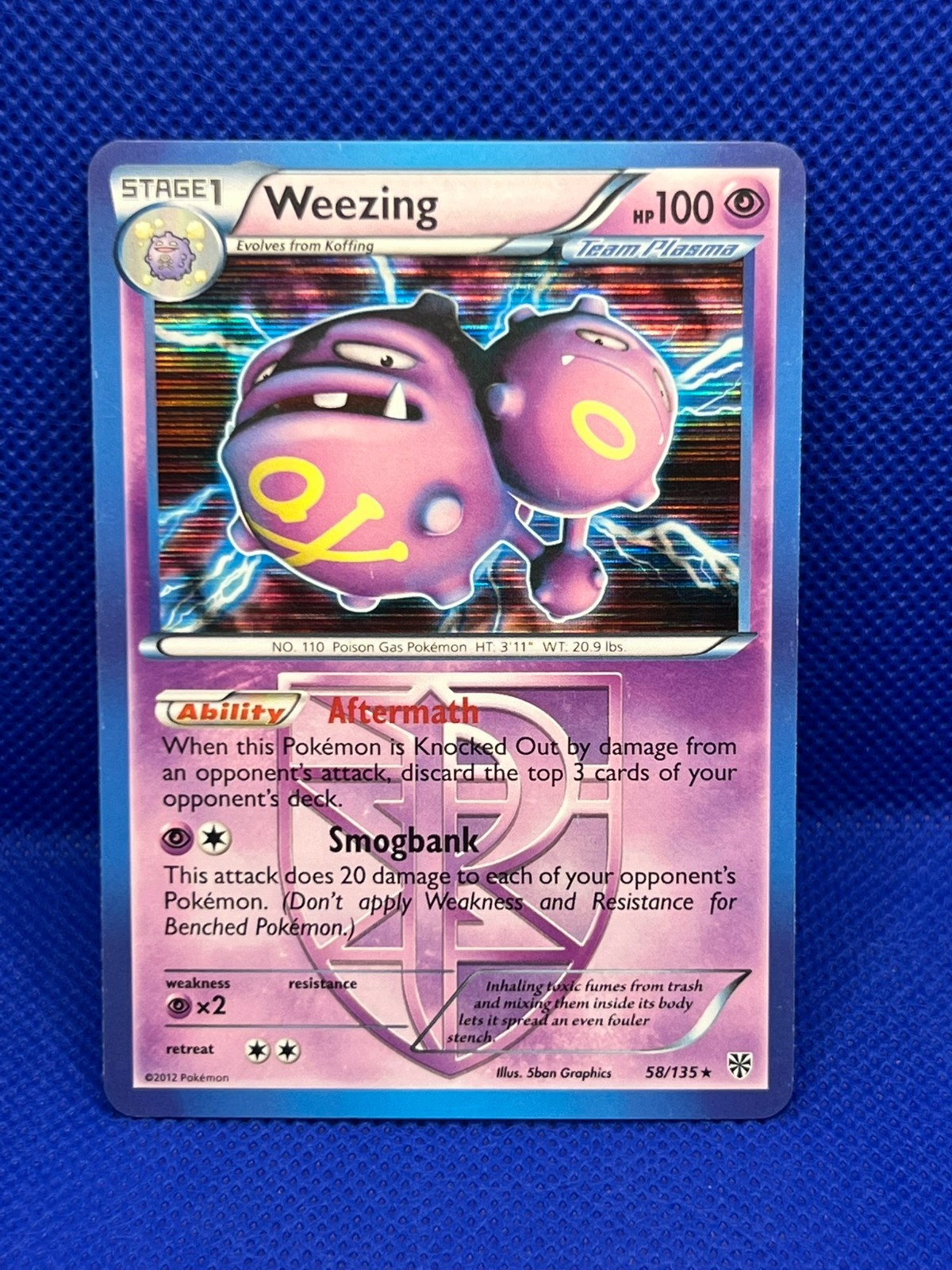 Pokémon Tcg Weezing 58/135 Holo B&W Plasma Storm