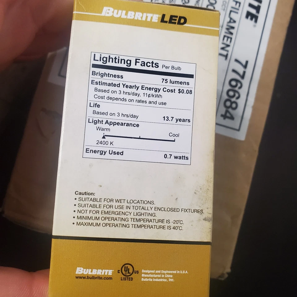 776684 - Filaments S14 Sign LED Light Bulb - 0.7 Watt - 2400K - 16 Pack - Image 3 of 4