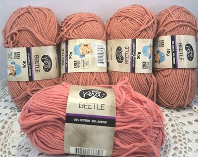 Moda Vera Beetle Yarn 5X 50g 50% Cotton 50% Acrylic  3 different colour lots