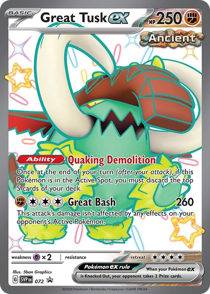 Great Tusk ex – SVP072 – Scarlet & Violet Promo – NM Black Star Pokémon Card