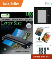 Laminating Pouches 3 Mil Letter Size 8.5x11 Clear 100 Pack Office School Supp...