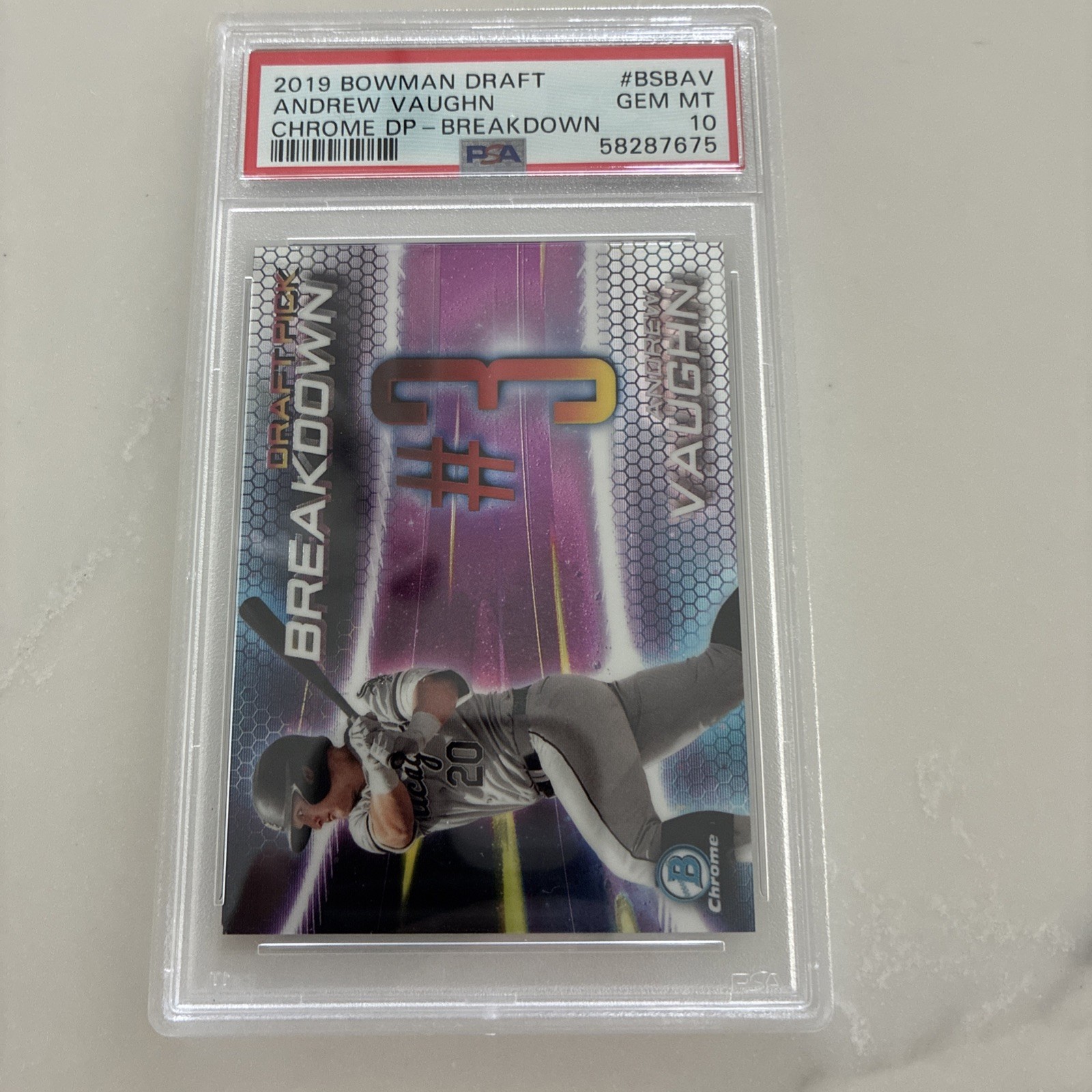 2019 Bowman Draft Andrew Vaughn Chrome DP- Breakdown # BSBAV PSA10
