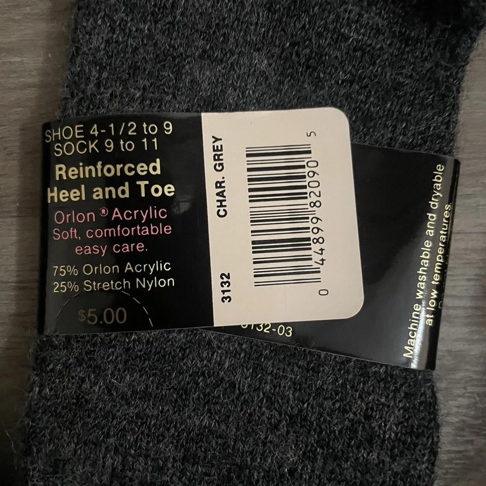 (Lot Of 3) Vintage Gold Toe Fluffies Dress Socks Tall Acrylic Gray/Maroon/Green - Image 3 of 4