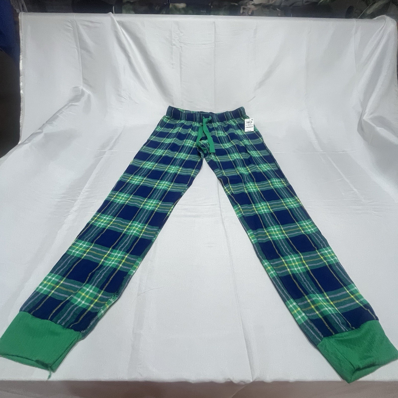 Jenni Womens Green Plaid Drawstring Jogger Pajama Pants XS NWT Comfy PJs