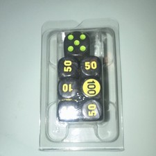 6-Piece Black Yellow Green D6 Dice Set with Numbers and Dots for CCG