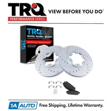 TRQ Performance Drilled & Slotted Brake Rotor & Semi-Metallic Pad Front Set